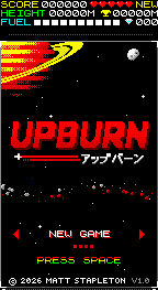 The UPBURN title screen on a phone